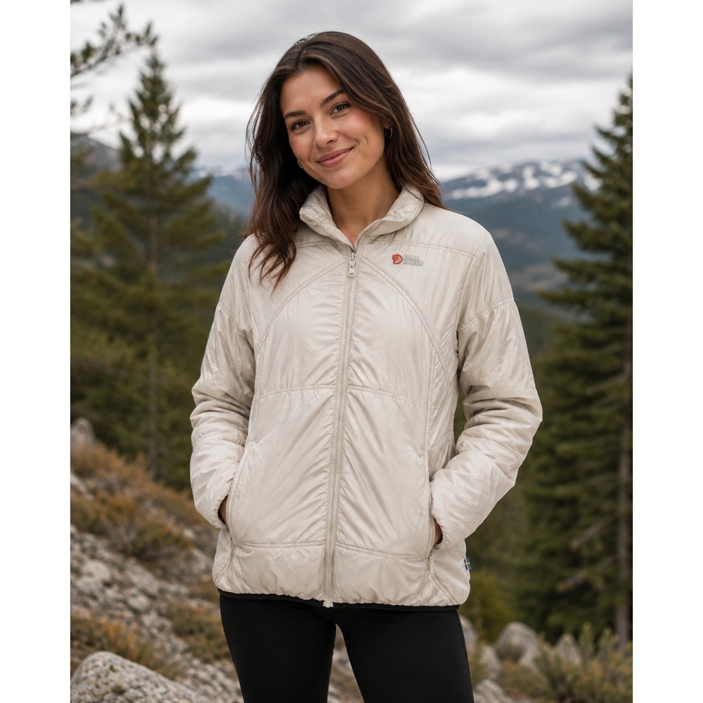 Fjallraven Keb Padded Jacket Women Size M Light Gray Insulated Trekking Gorpcore